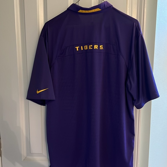 Nike LSU Tigers Dri-fit Short Sleeve Golf Polo Shirt Size Large Purple - Picture 2 of 6